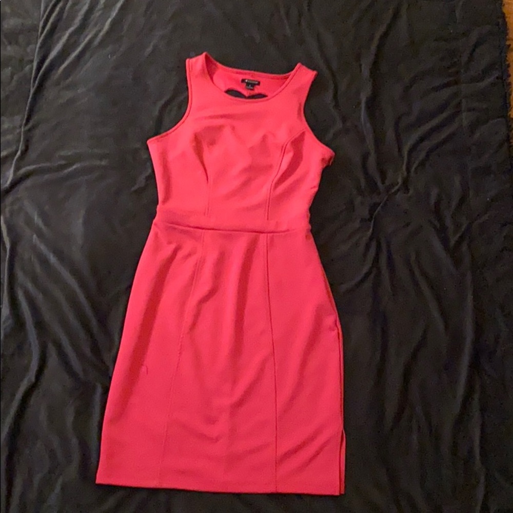 Pink sleeveless dress with heart cutout in back